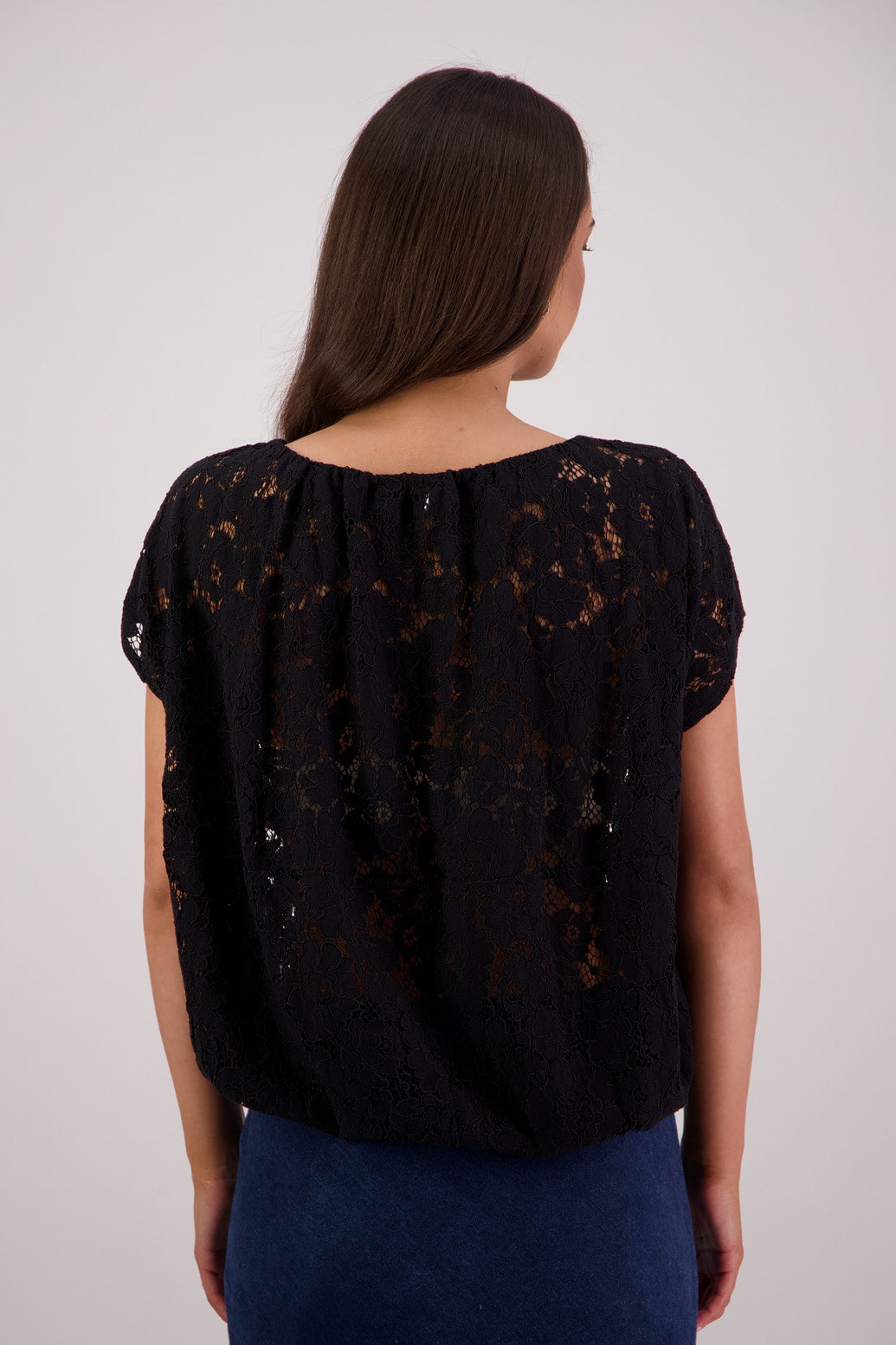 Back view Briarwood Scarlett Black Lace Top.