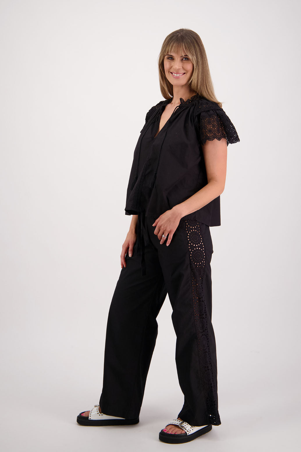 Sunshine Black Cotton Poplin Pant