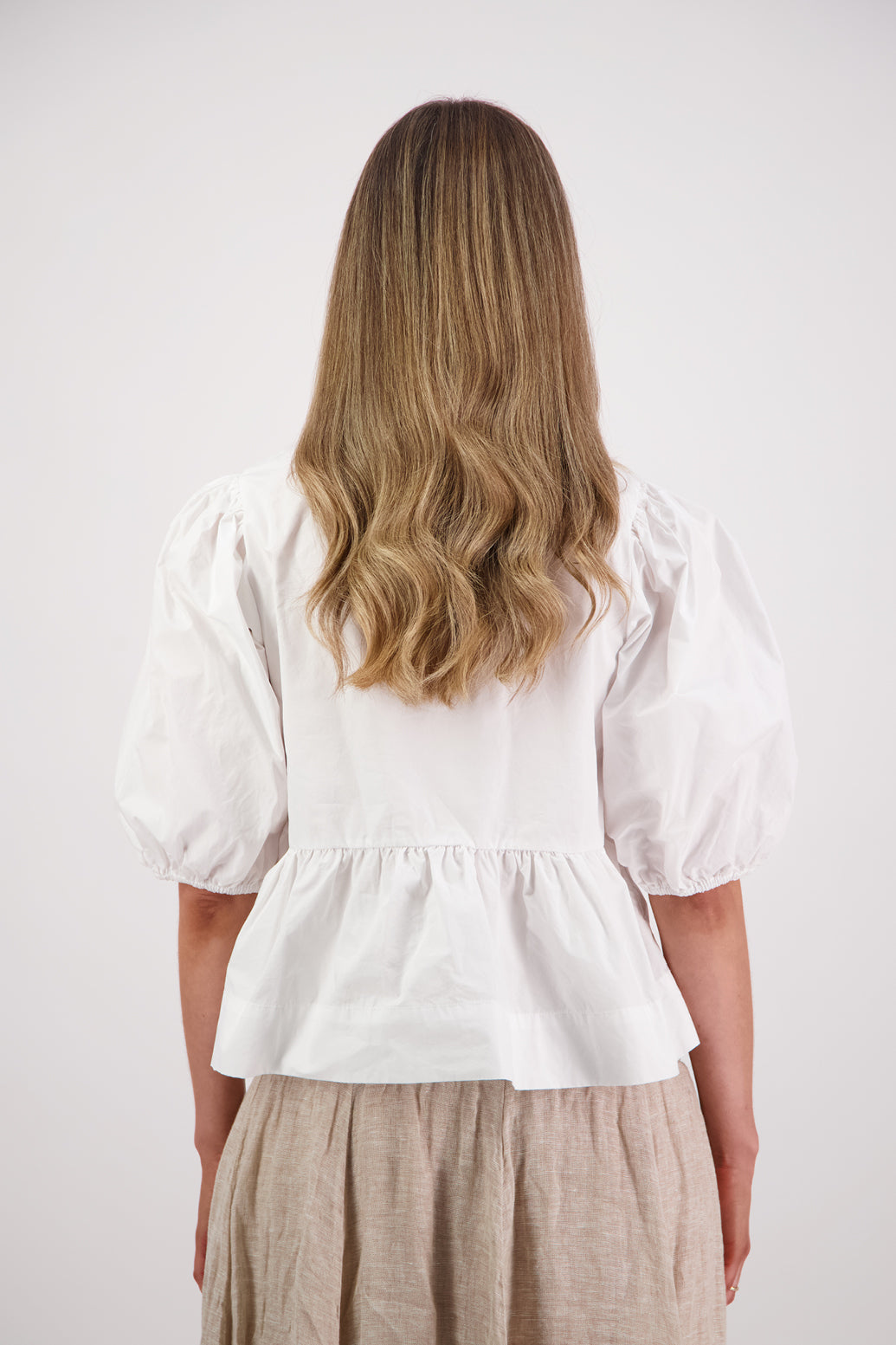 Selena White Cotton Poplin Top