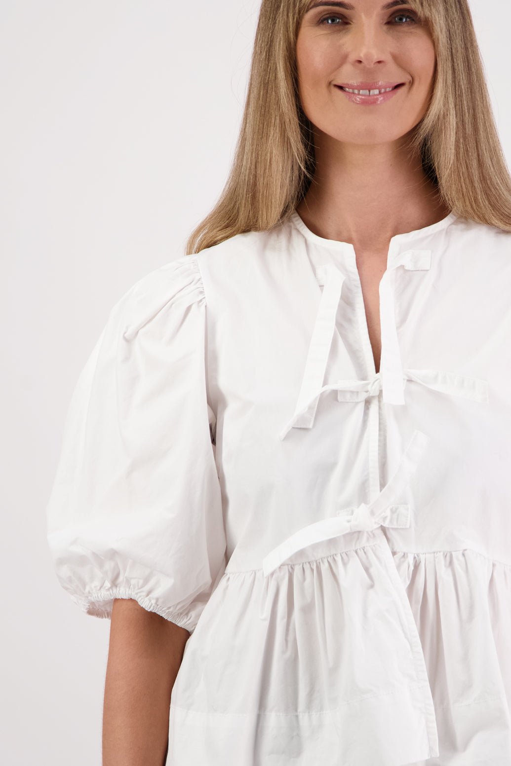 Selena White Cotton Poplin Top