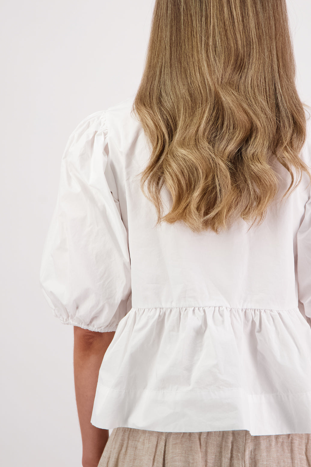 Selena White Cotton Poplin Top