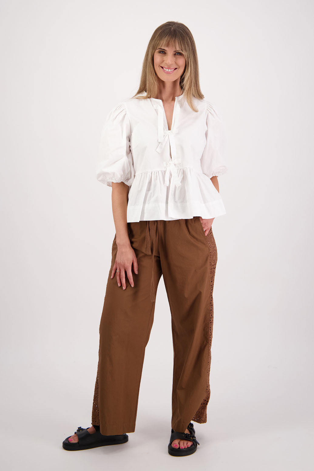 Selena White Cotton Poplin Top