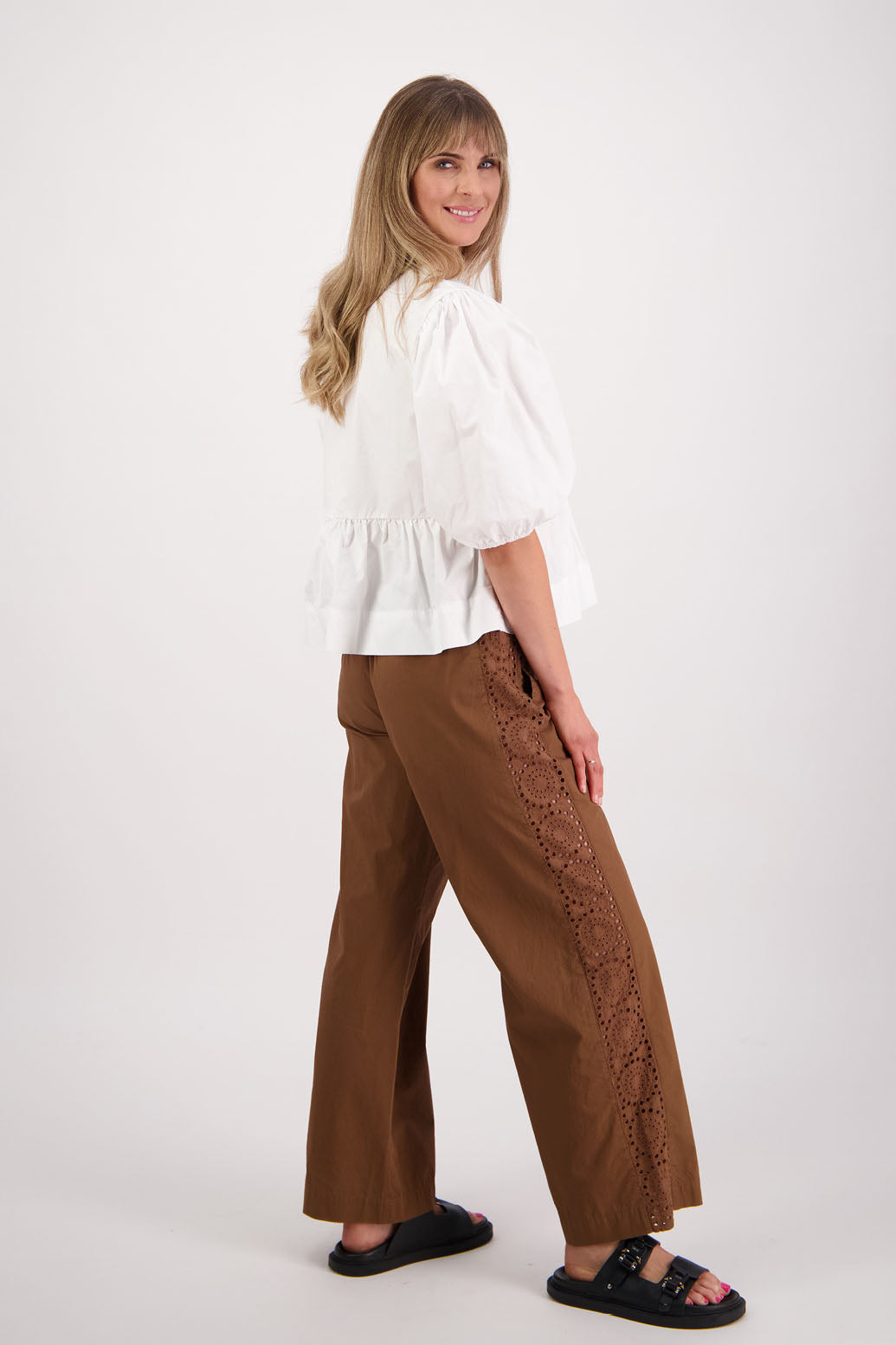 Selena White Cotton Poplin Top