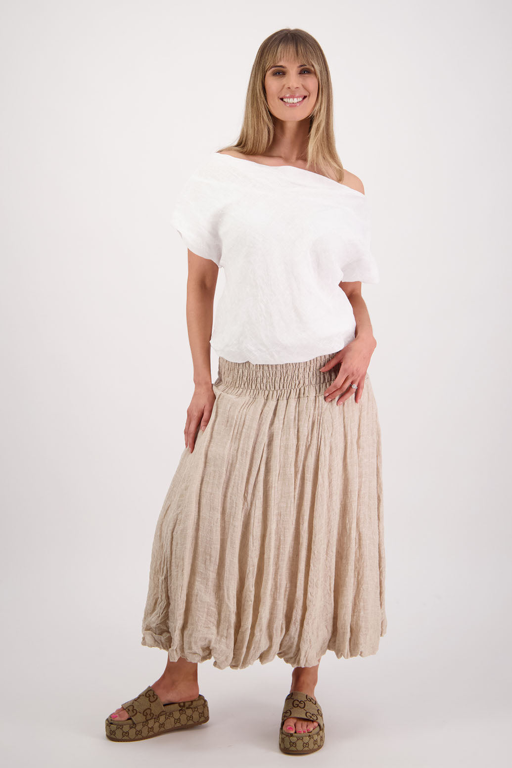 Sarah Natural Linen Gauze Skirt
