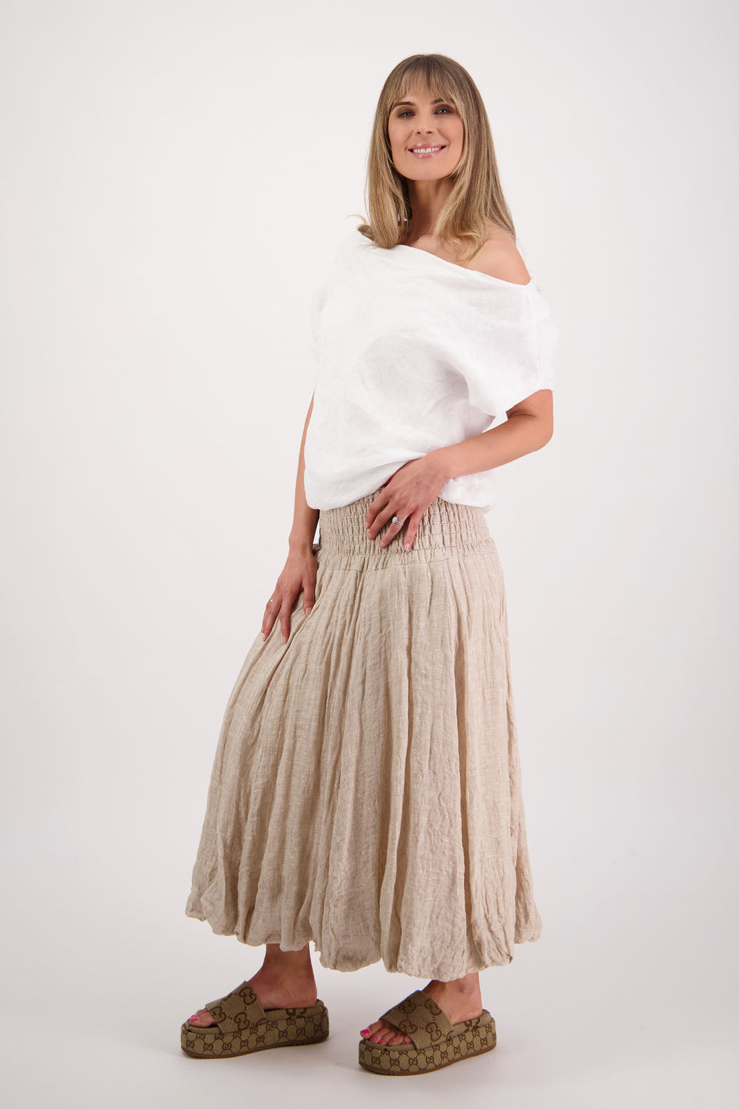 Shelby White Linen Top
