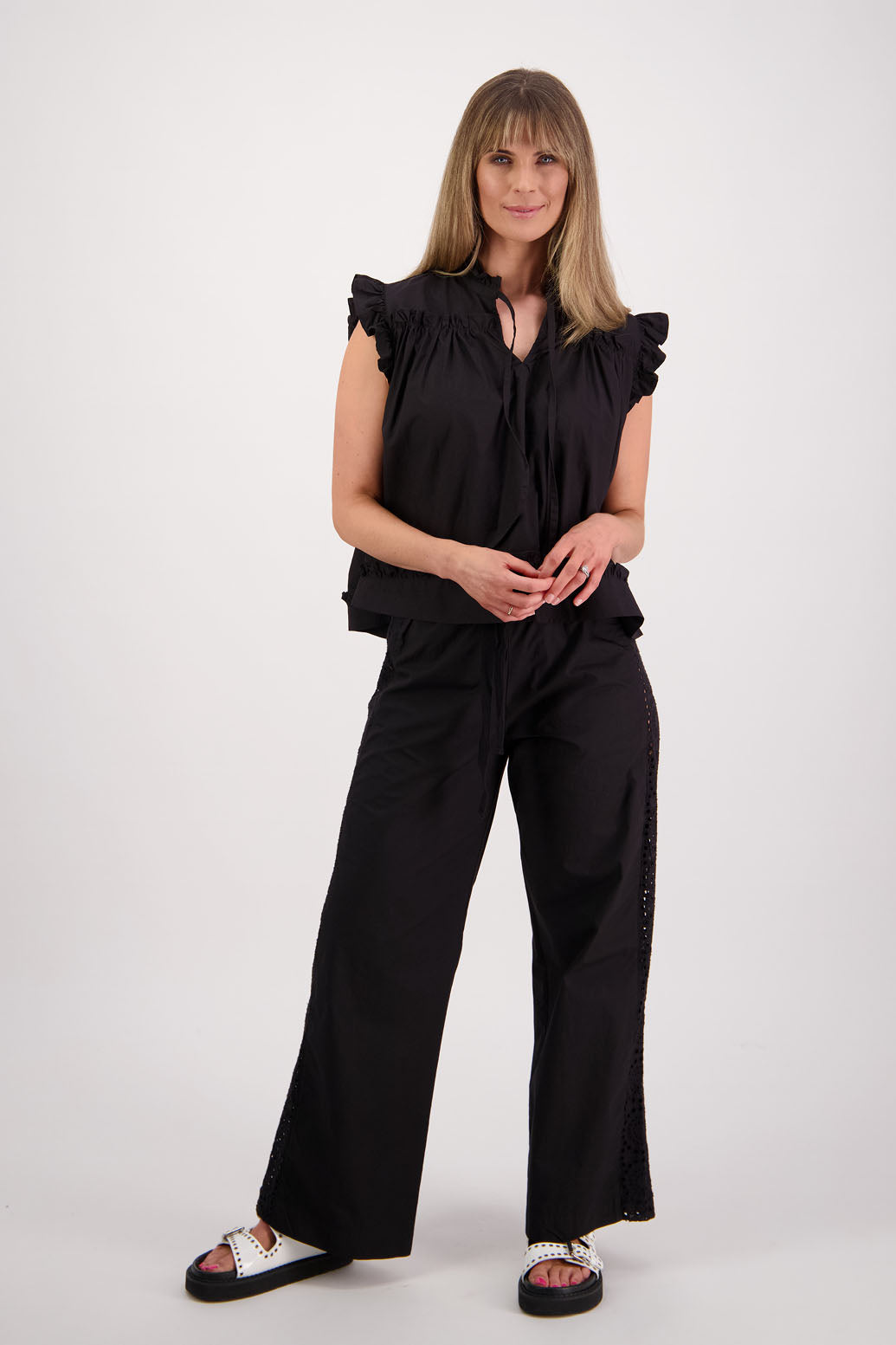 Sunshine Black Cotton Poplin Pant