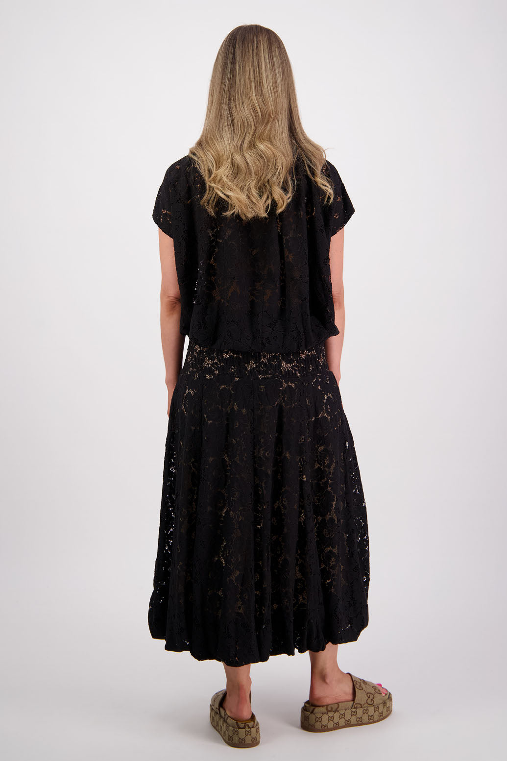 Briarwood NZ, Black Lace Skirt with Bubble Hem - Sparkle
