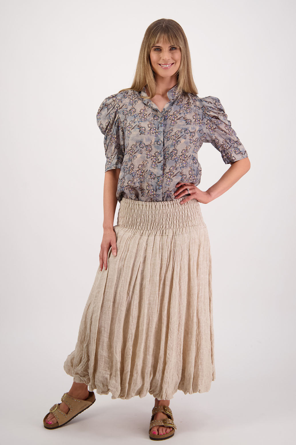 Sarah Natural Linen Gauze Skirt