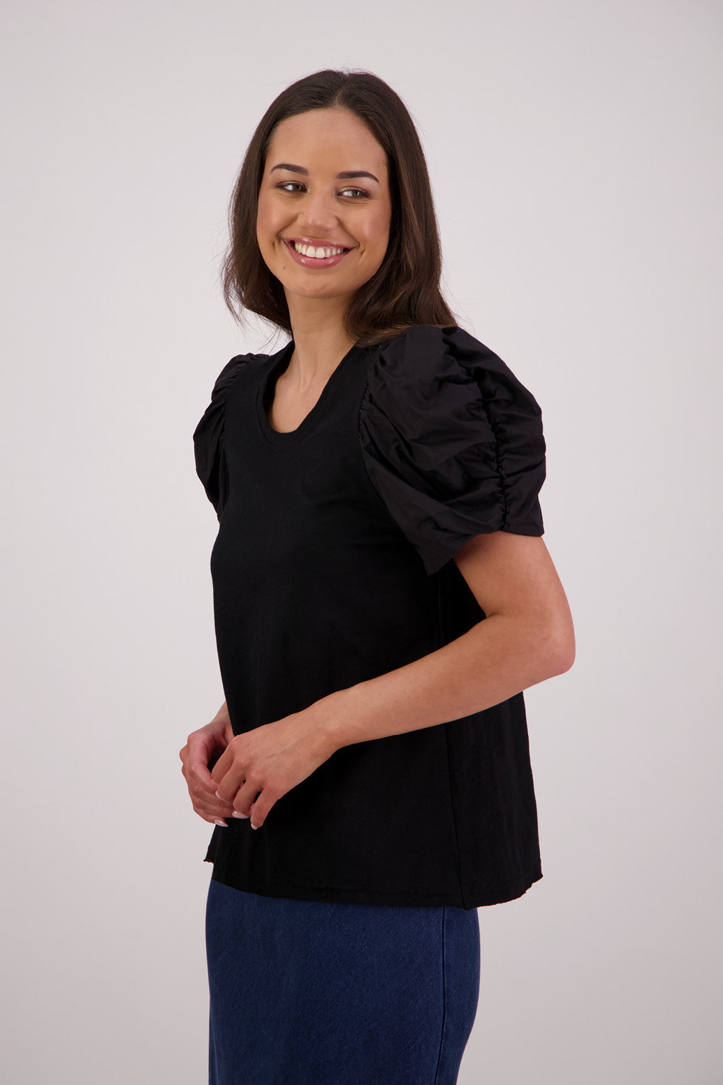 Side view Briarwood Suzie T-shirt in Black.