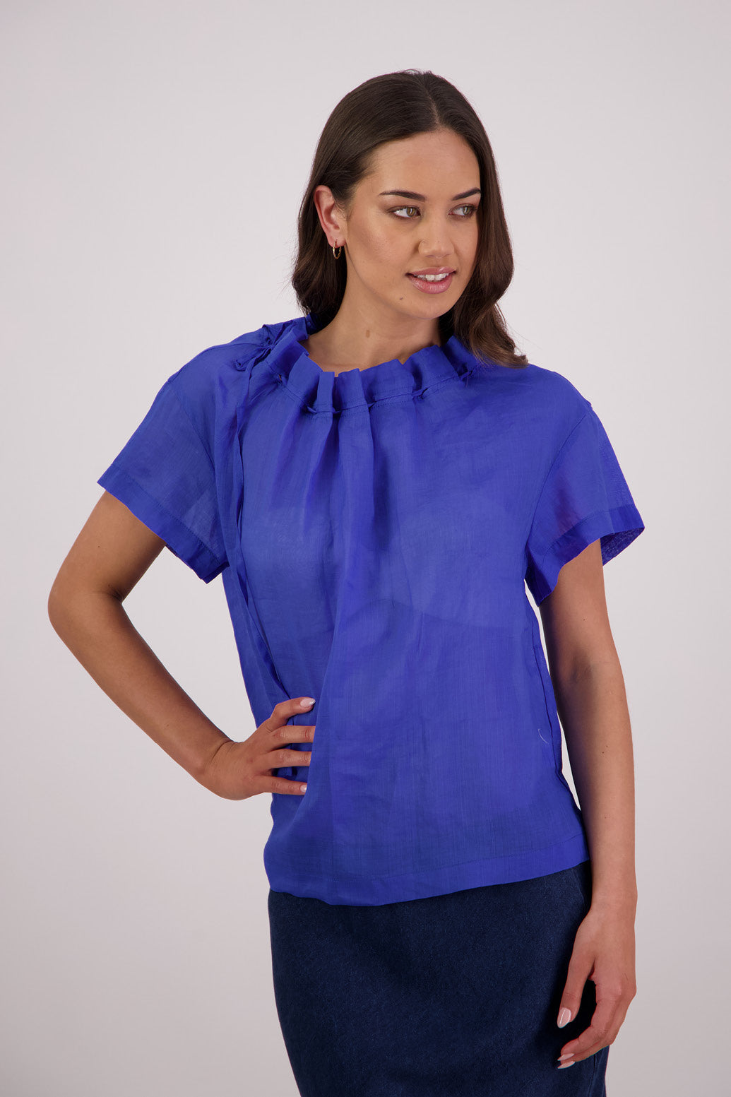 Briarwood Taffy Top in Royal Blue, 100% Ramie.