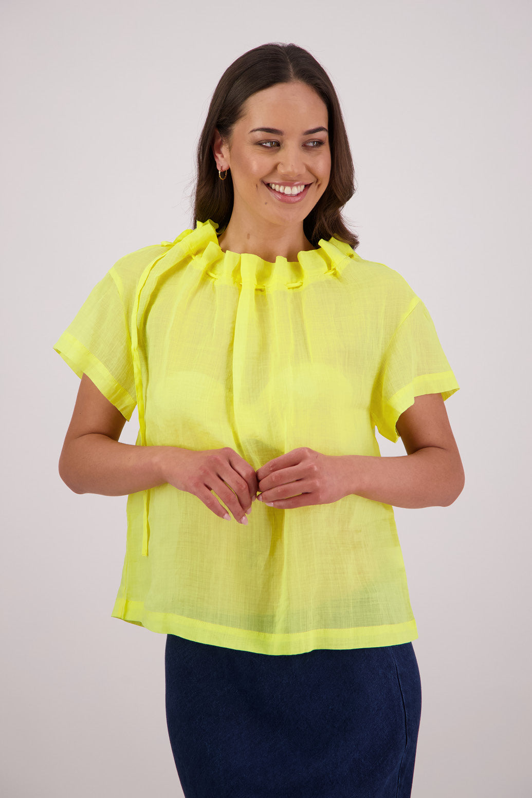 Briarwood Taffy Top In Yellow, 100% Ramie.