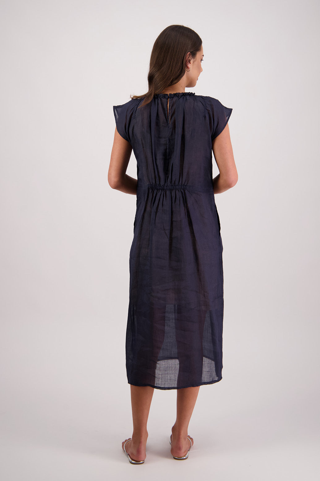 Back view of Briarwood Tawny Dress in Ink.