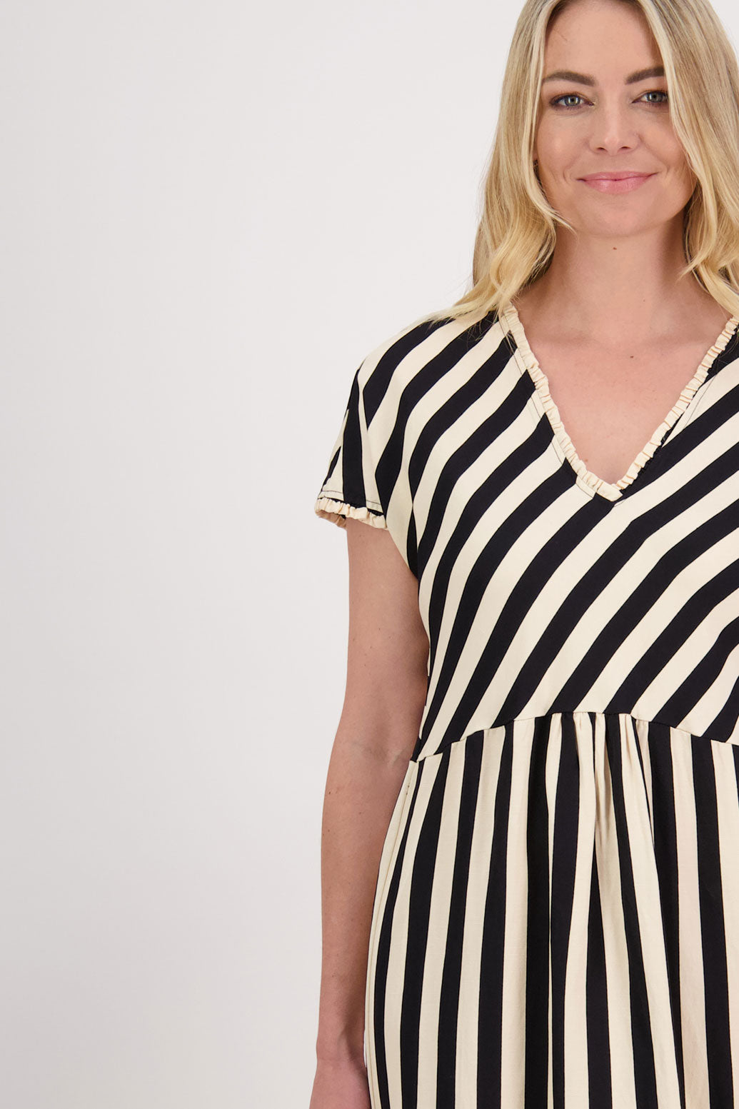 Taylor Bias Cut Top Straight Skirt Dress - Black/Vanilla Stripe