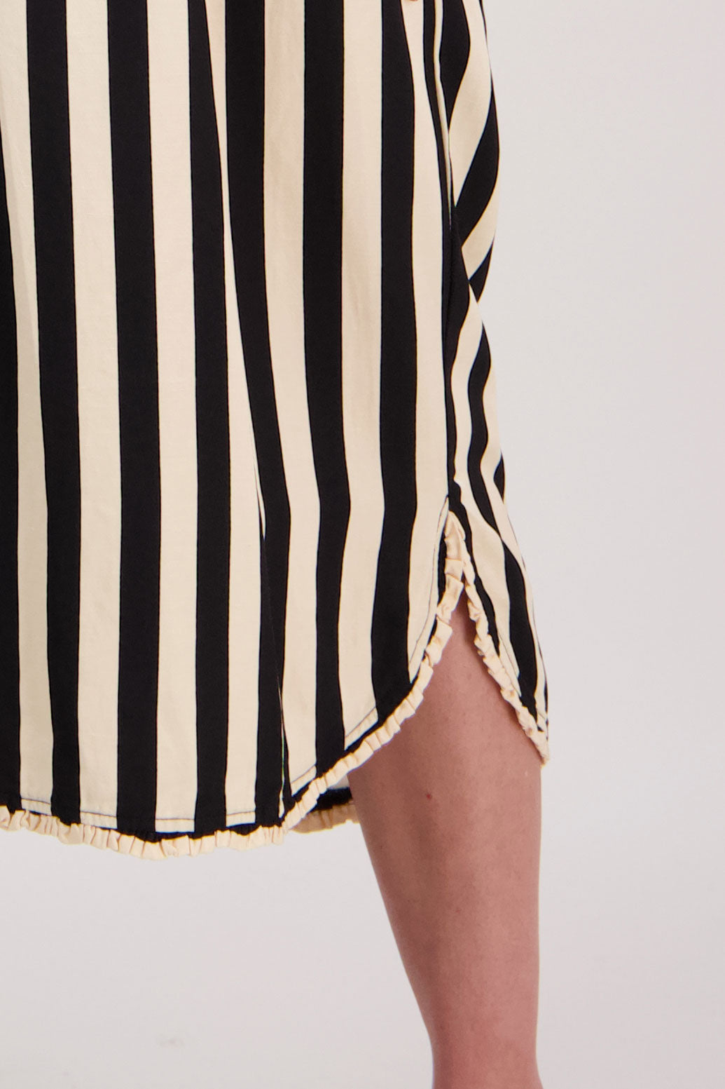 Taylor Bias Cut Top Straight Skirt Dress - Black/Vanilla Stripe