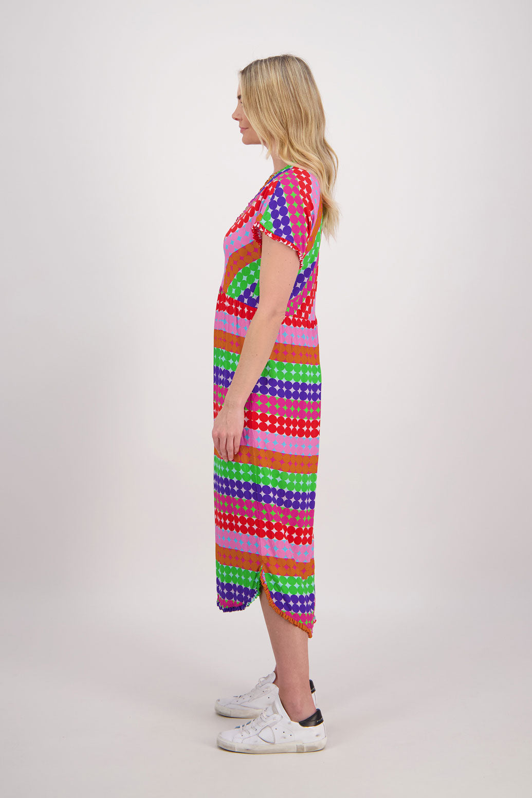 Bestselling Taylor Dress, Bias Cut Top with Straight Skirt - Multi Spot