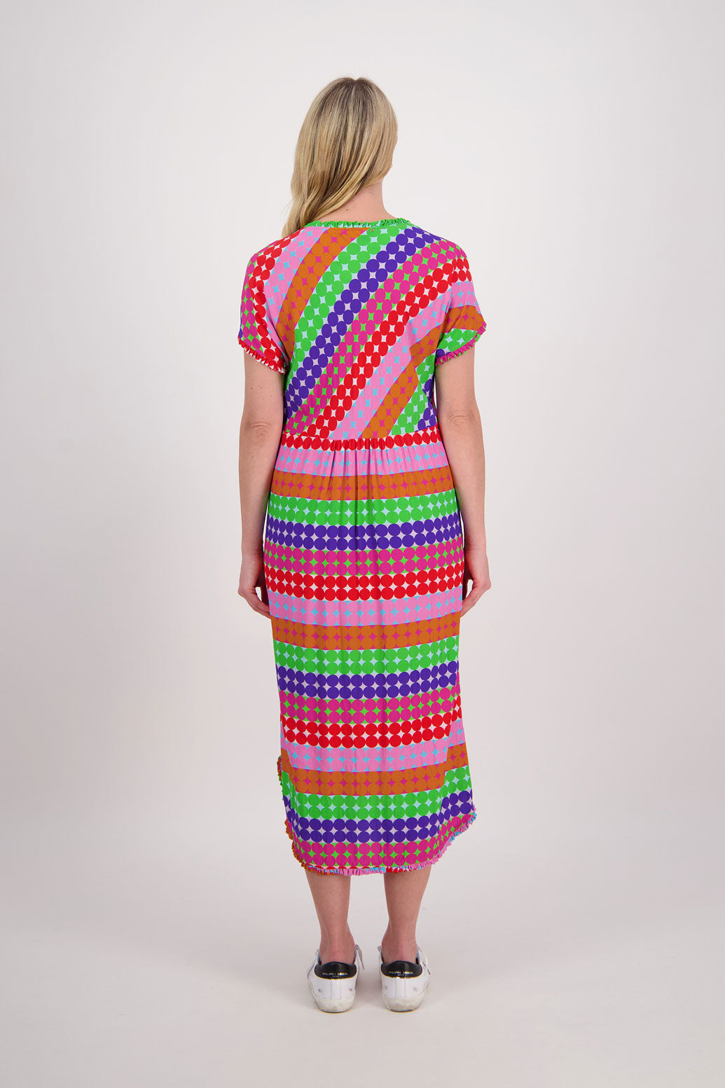 Bestselling Taylor Dress, Bias Cut Top with Straight Skirt - Multi Spot