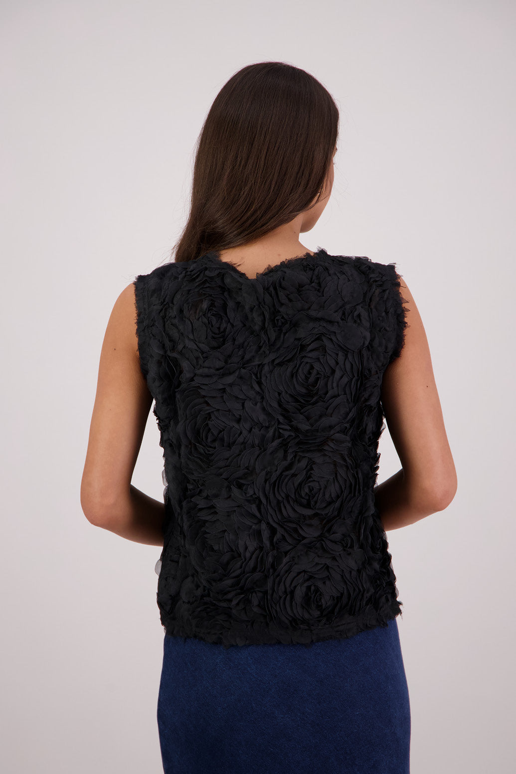 Back view Briarwood Ted Top in Black Lace.