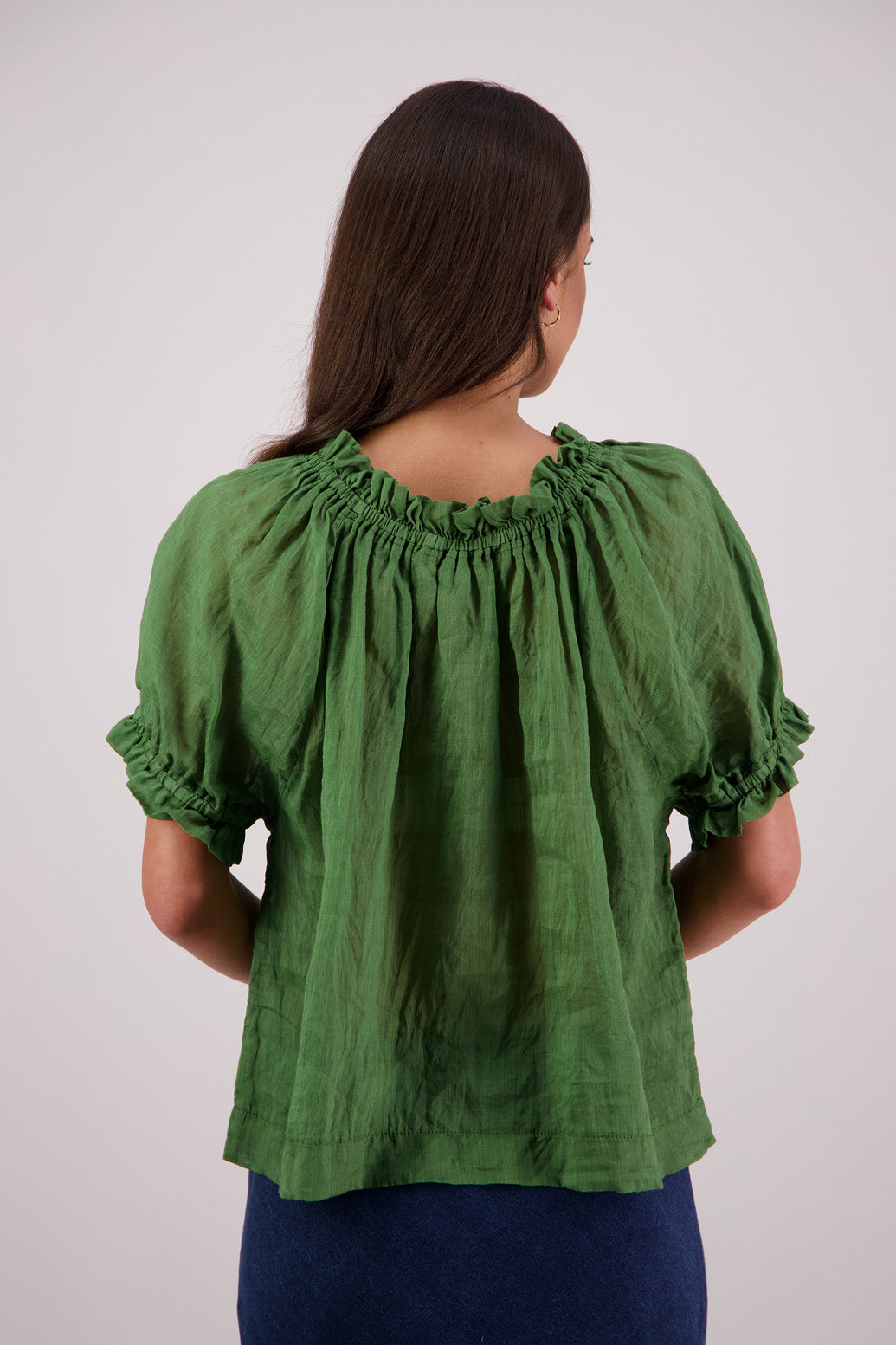 Back view Briarwood Teddy Top in Green.