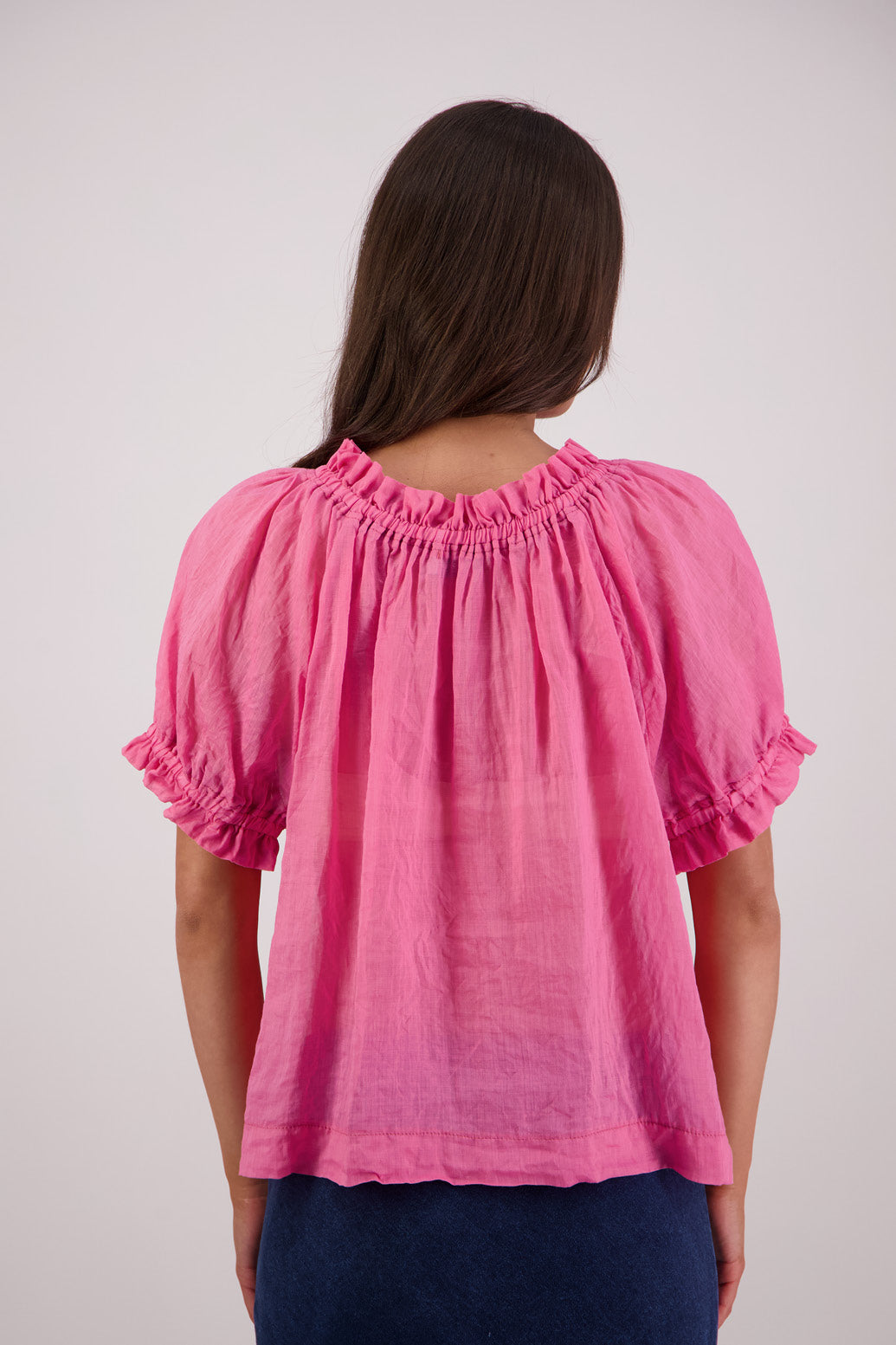 Back view Briarwood Teddy Top in Pale Pink.