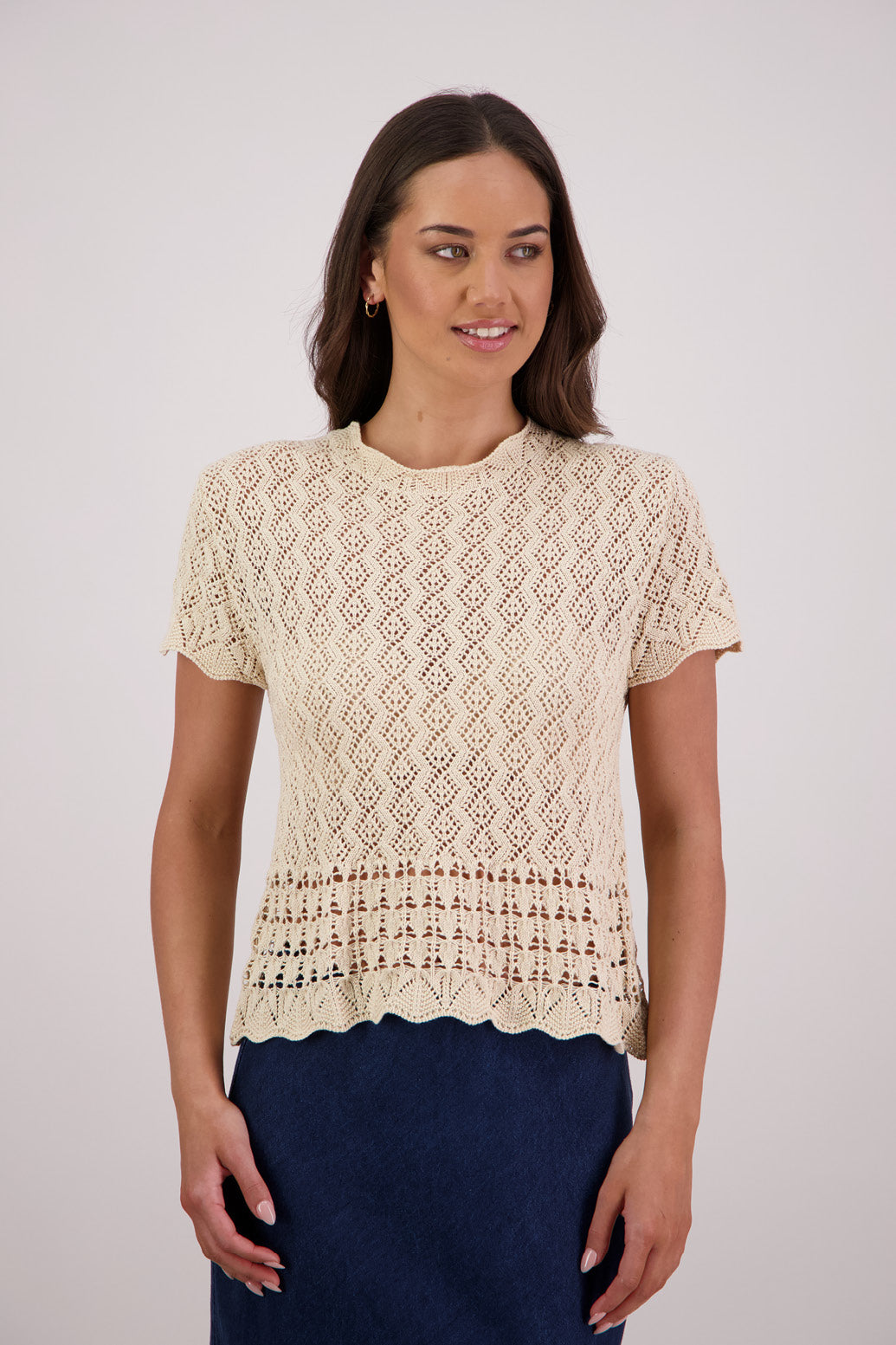 Briarwood Templeton Natural Knit Top, 100% Cotton.
