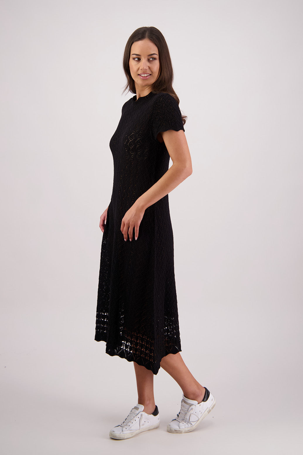 Side view Briarwood Tennyson Knit Dress in Black.