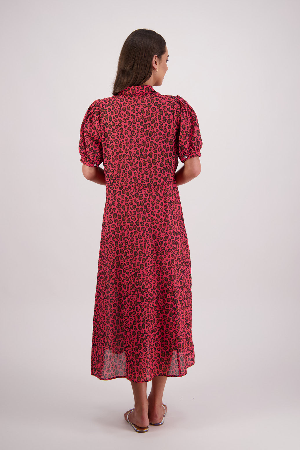 Back view Briarwood Thelma Shirt Dress in Animal print.