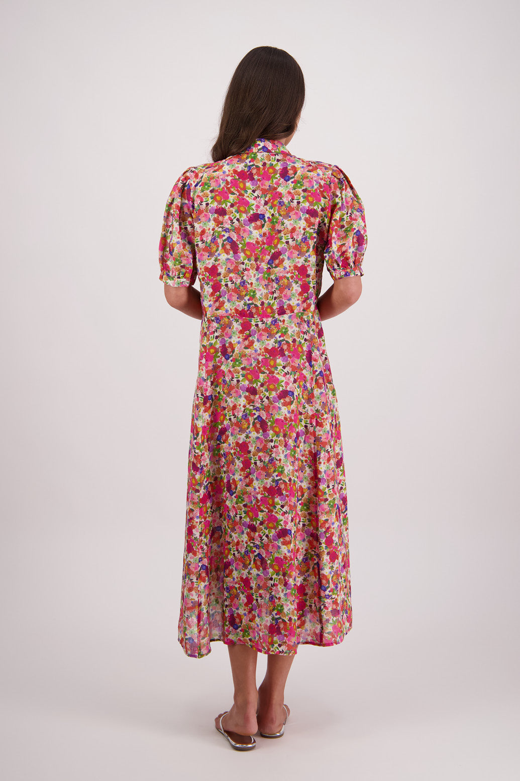 Thelma Bright Floral Ramie Shirt Dress