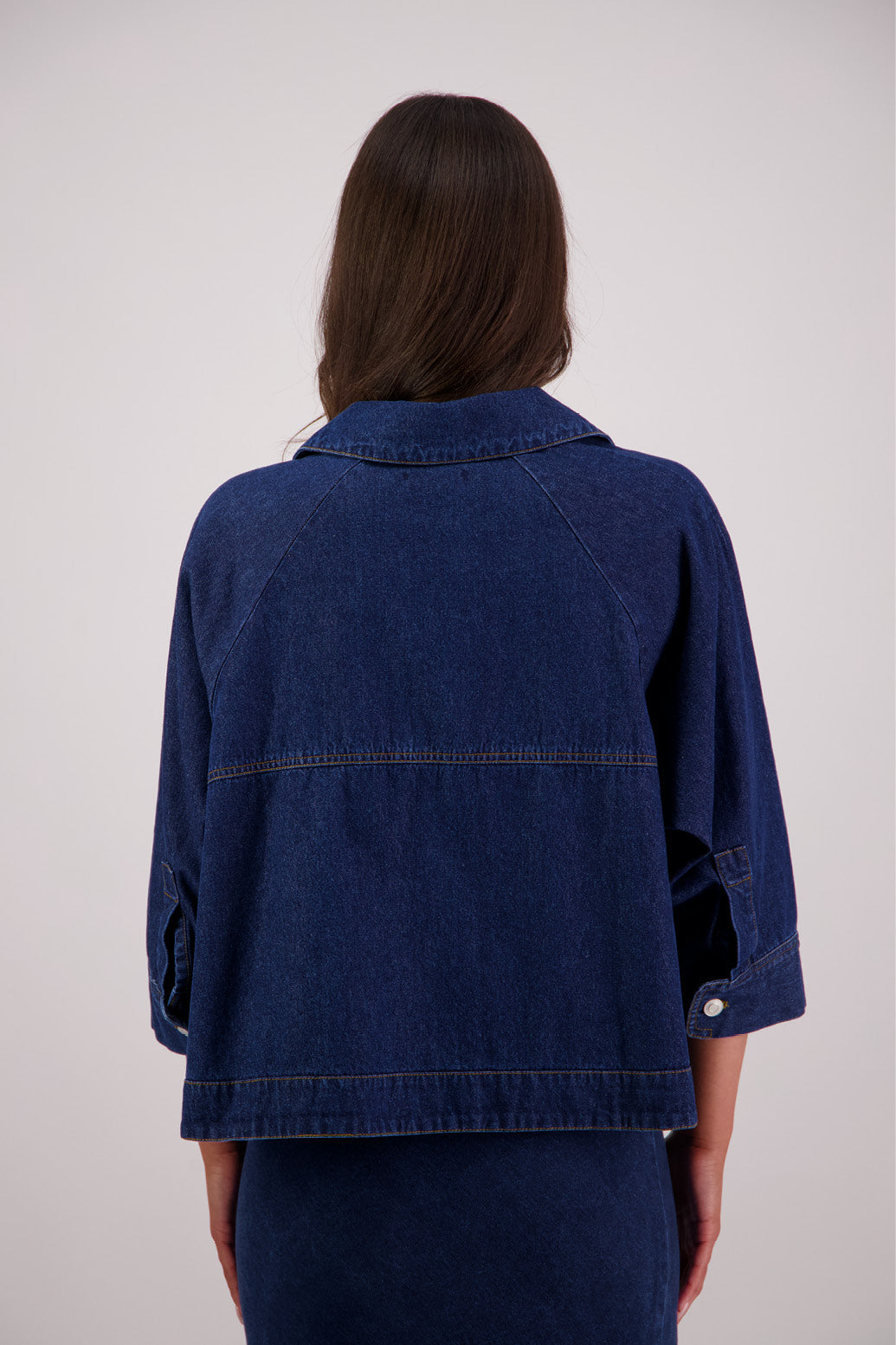 Back view Briarwood Thomas Denim Swing Jacket.
