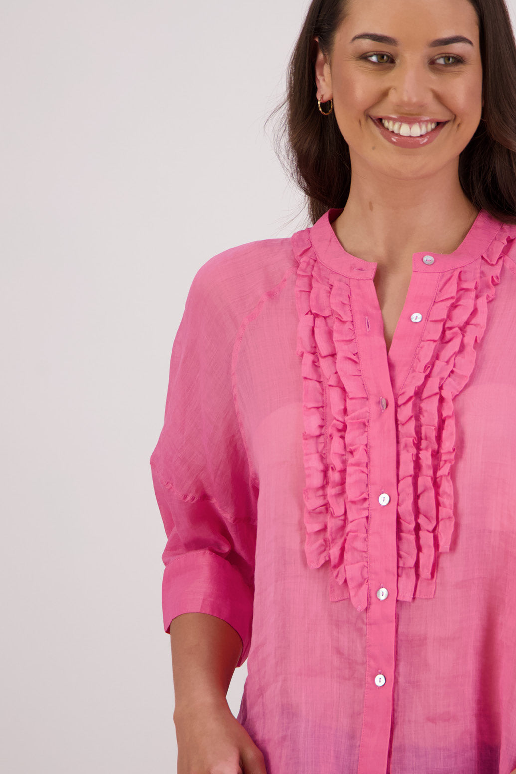Closeup front view Briarwood Tiffany Shirt in Pale Pink.