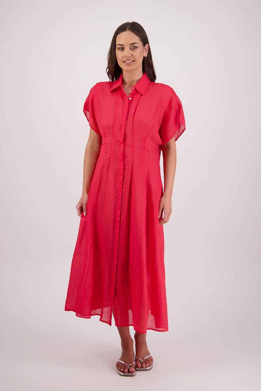 Briarwood Toni Dress in Red, 100% Ramie.