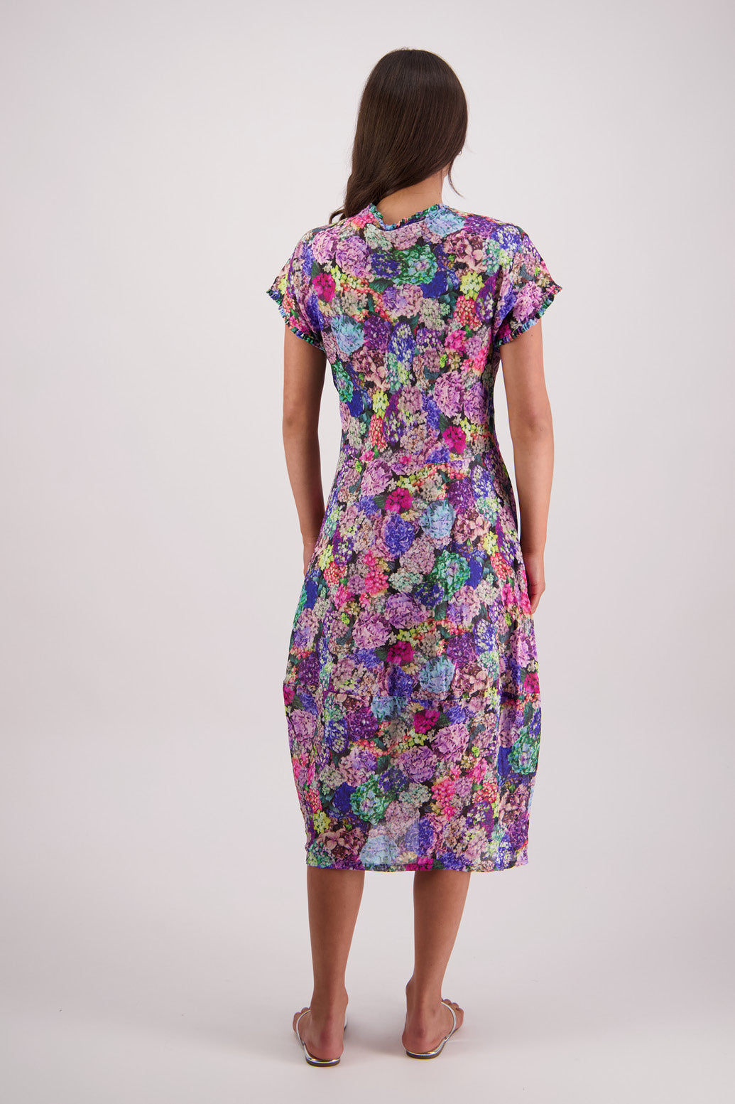 Back view of Briarwood Tori Dress in Hydrangea print.