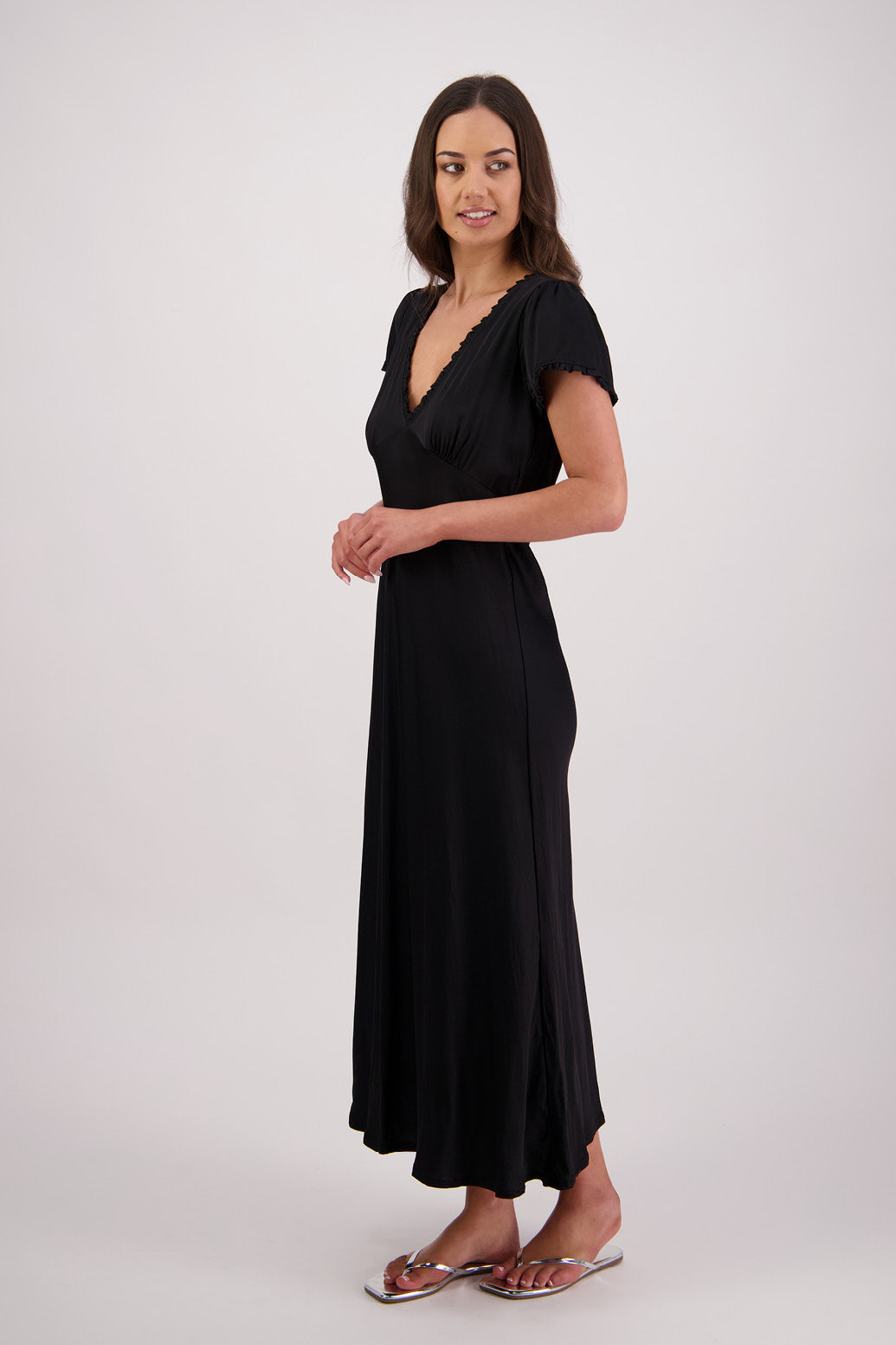 Side view Briarwood Tully Dress in Black.