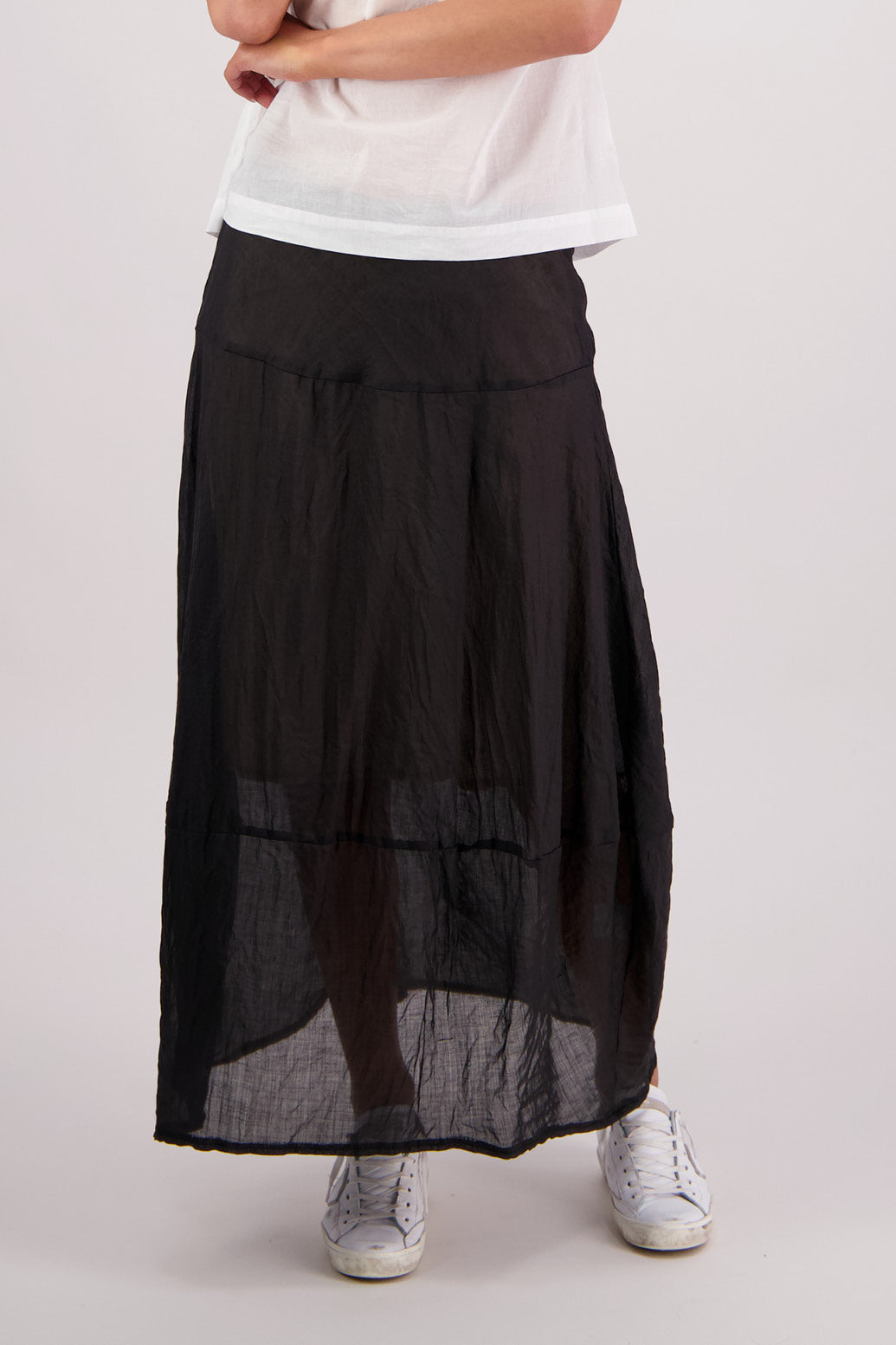 Closeup front view Briarwood Tutti Skirt in Black.