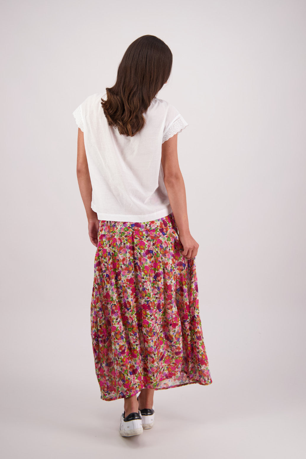 Back view of Briarwood Tutti Skirt in Bright Floral print.