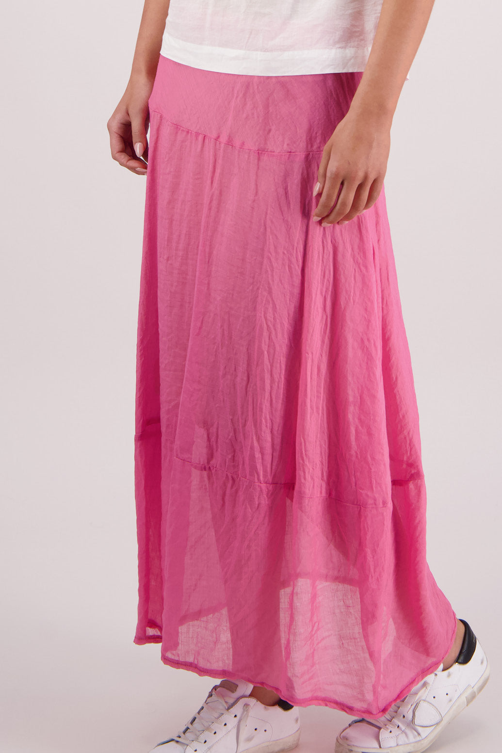 Closeup side view Briarwood Tutti Skirt in Pale Pink.