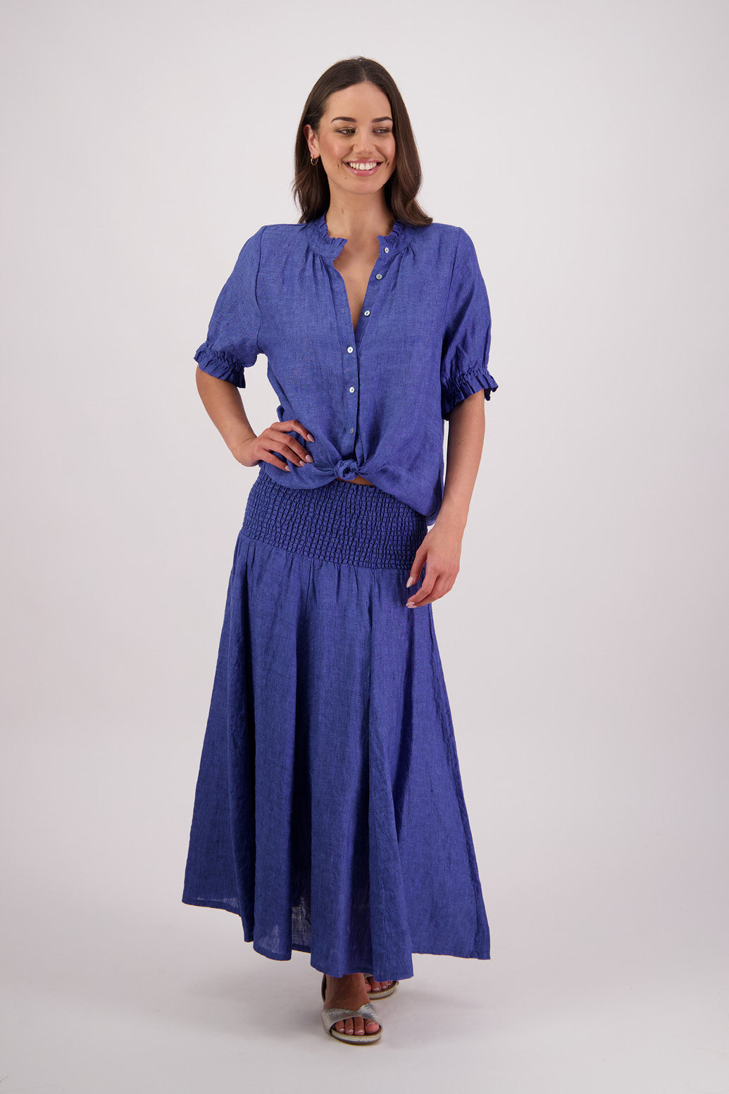 Pandora Blue Linen Skirt