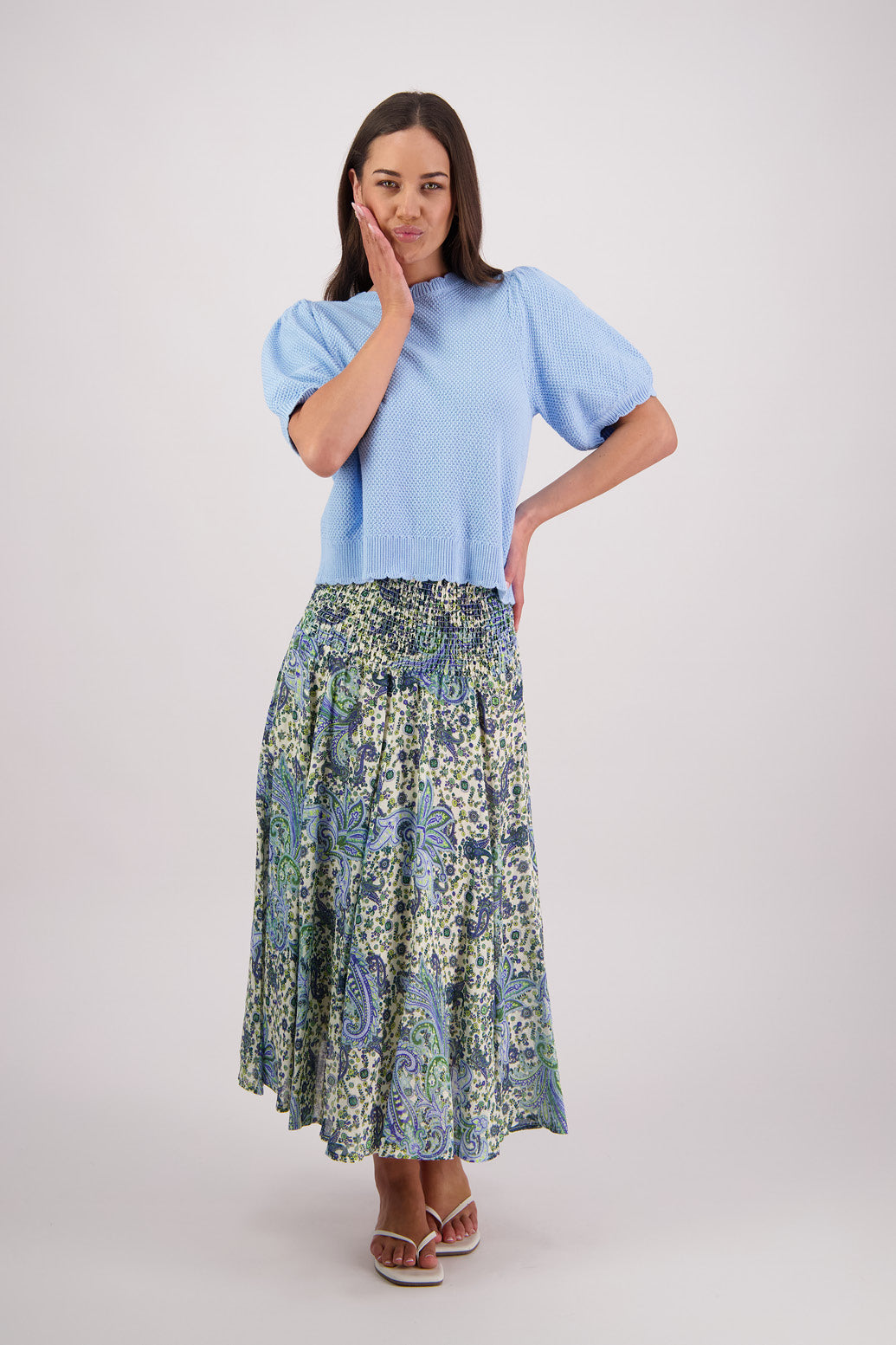 Tiger Sky Blue Knit Top