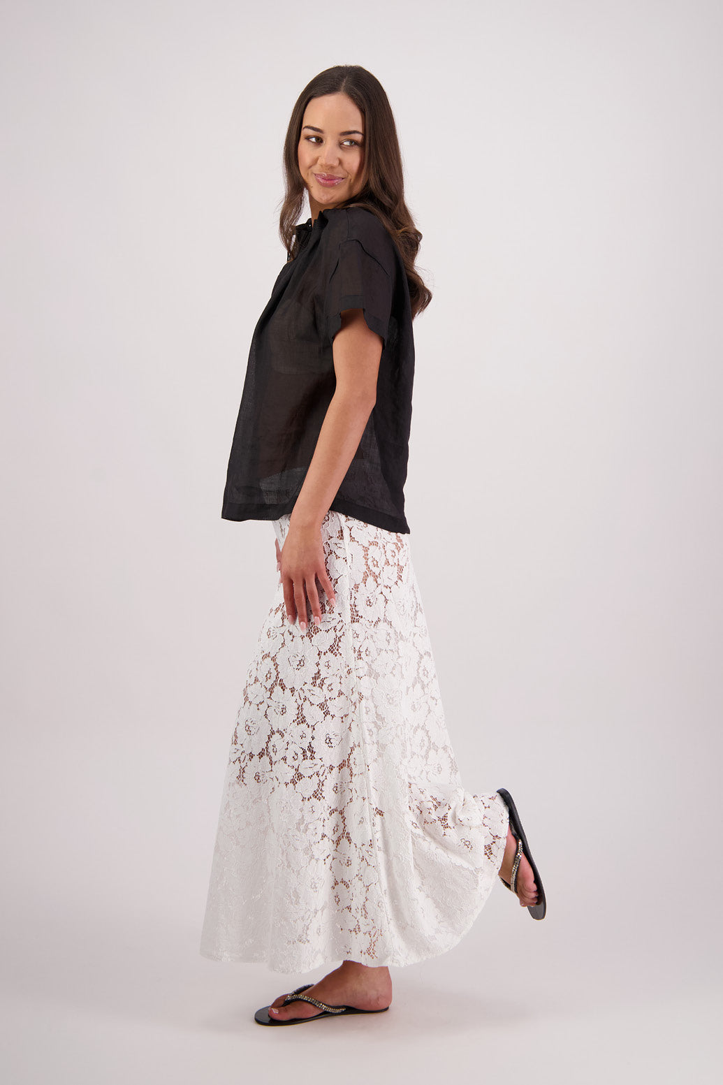 Toi Black Ramie Top