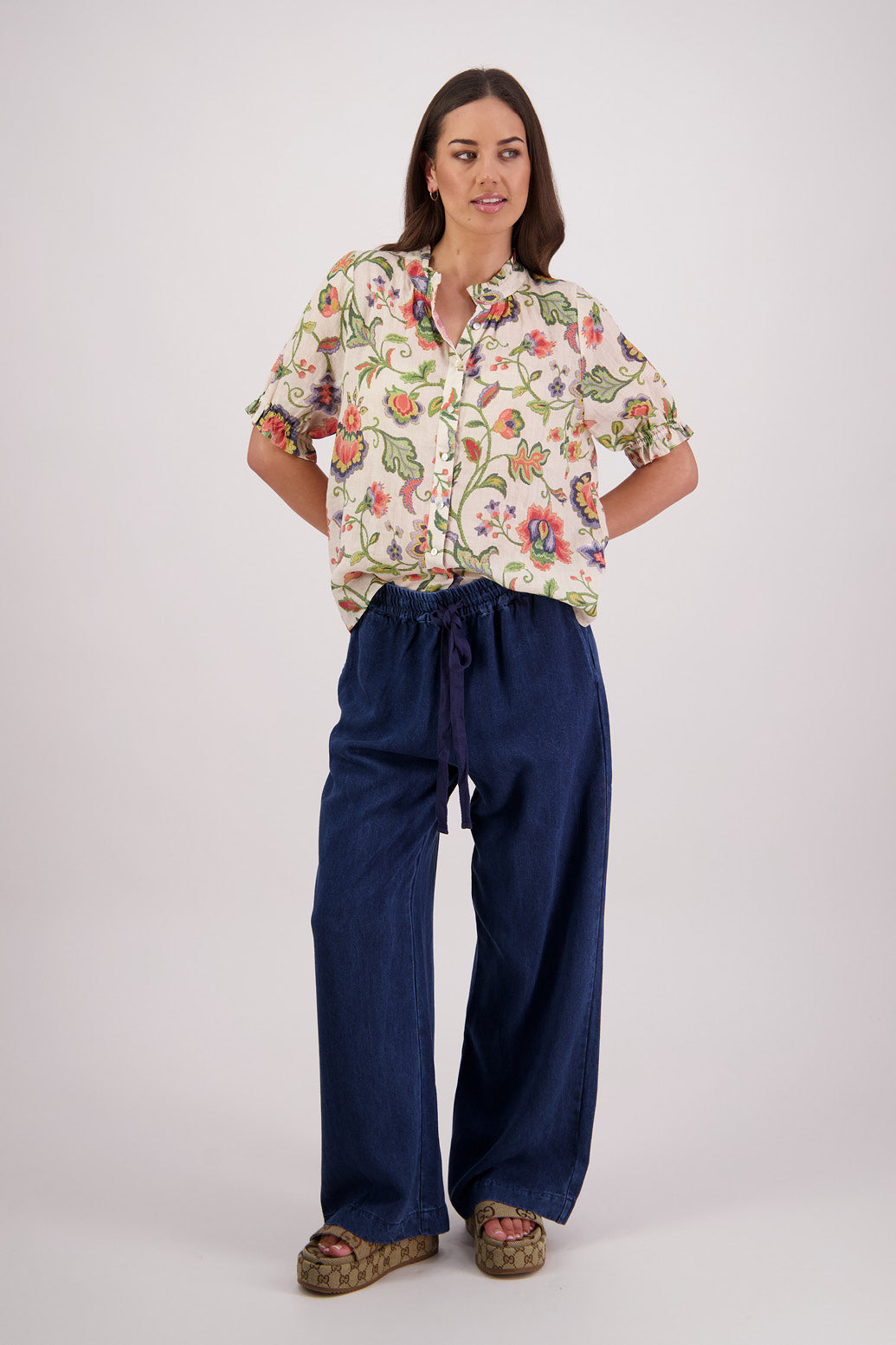 Pearly Jacobean Ramie Shirt