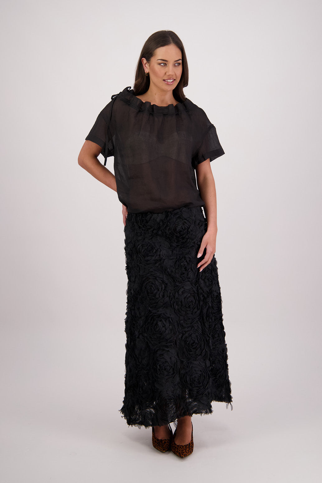 Taffy Black Ramie Top
