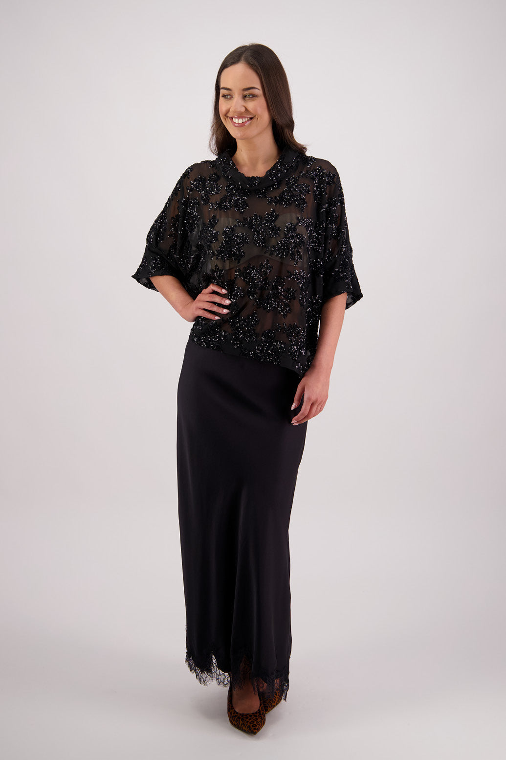 Treat Black Sequin Top