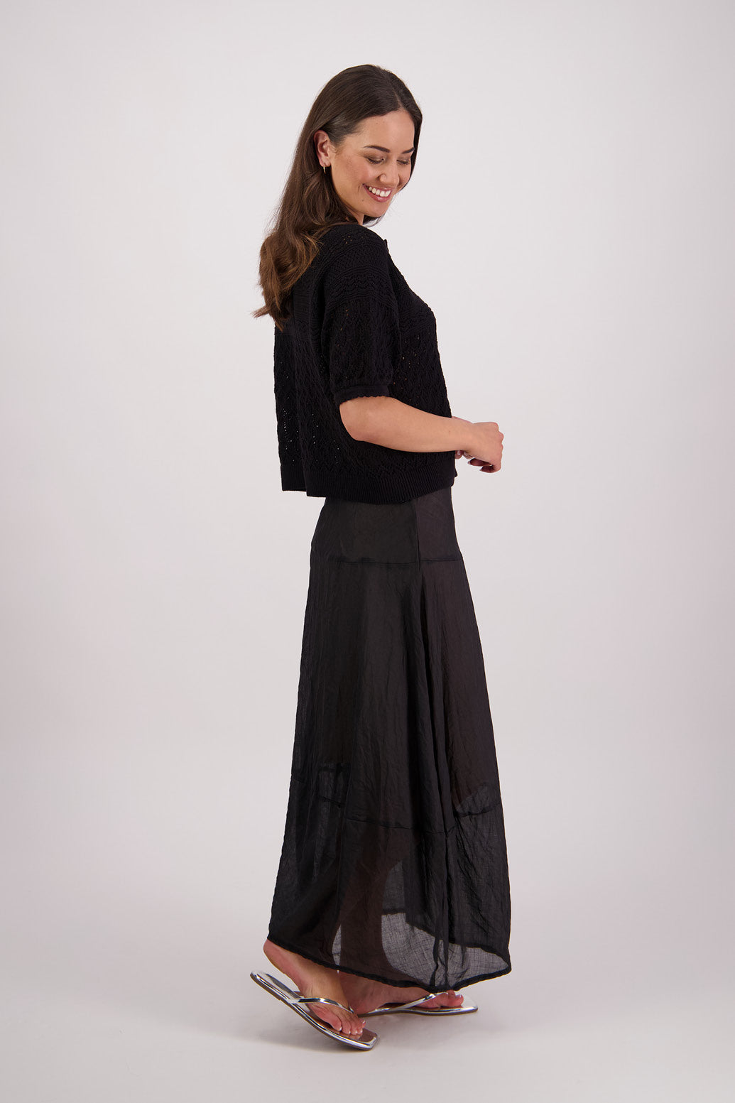 Theresa Black Knit Cardigan