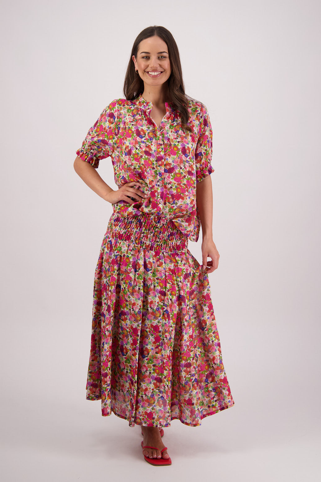 Pandora Bright Floral Ramie Skirt