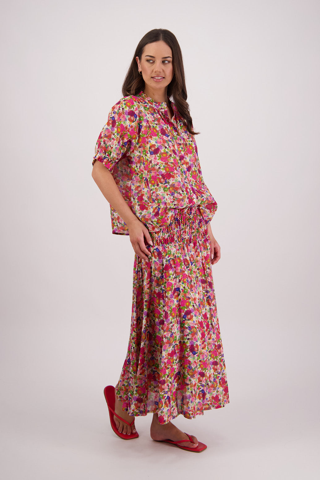 Pandora Bright Floral Ramie Skirt
