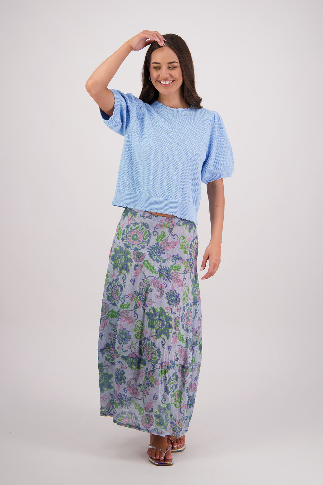 Tiger Sky Blue Knit Top