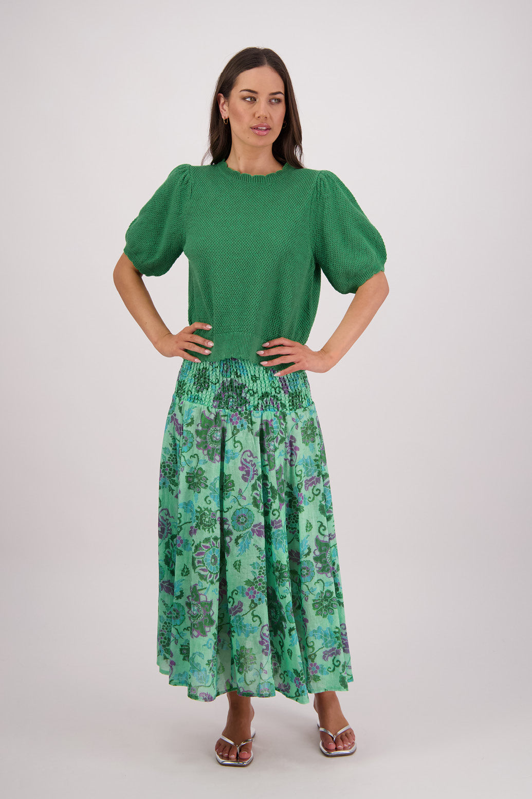 Tiger Green Knit Top