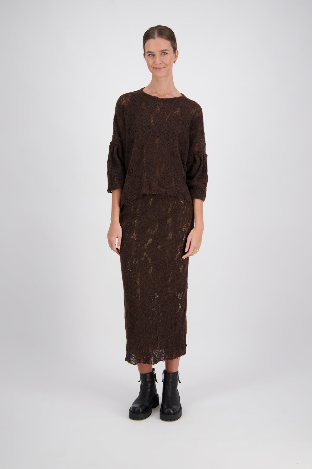 Meena Brown Wool Skirt