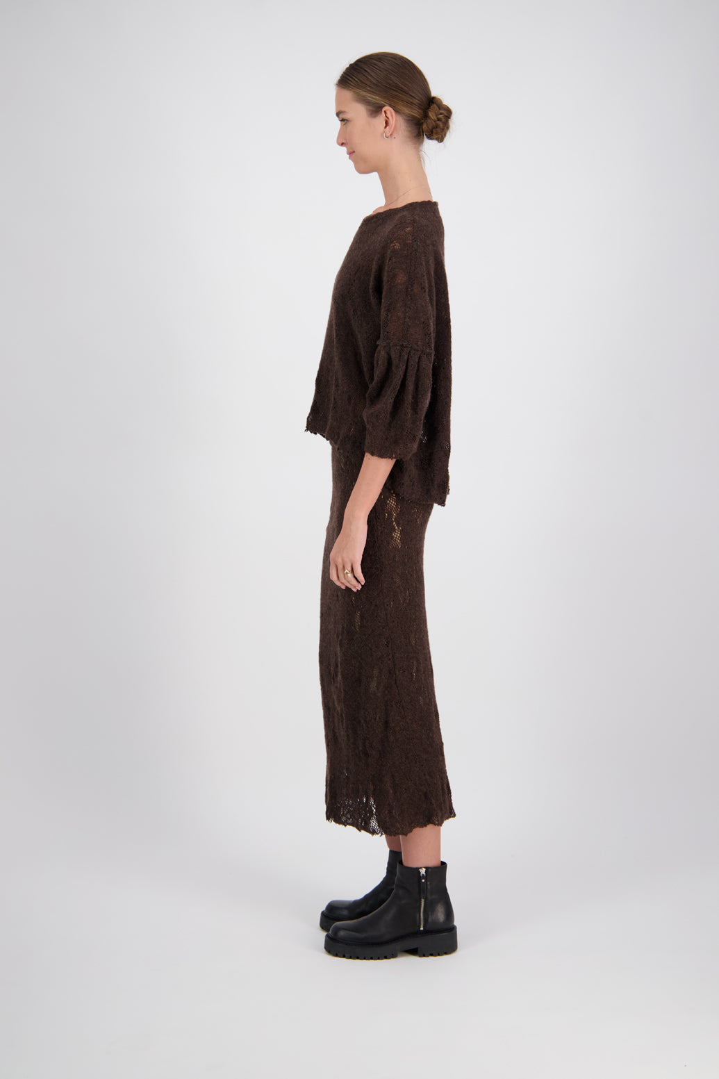 Meena Brown Wool Skirt