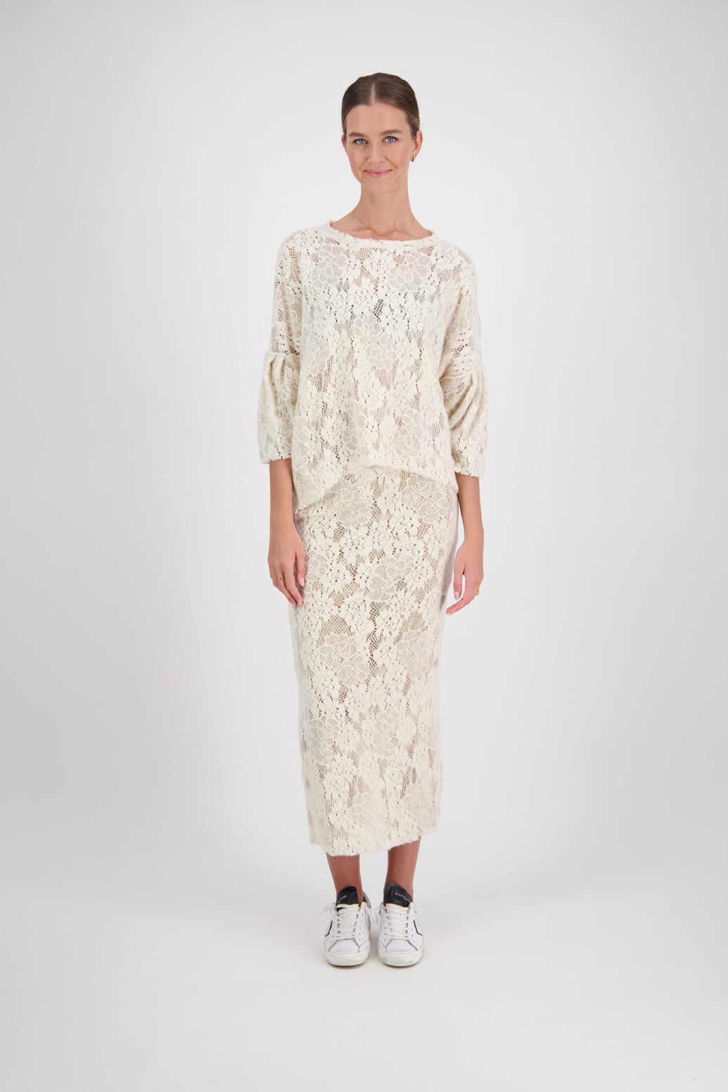 Meena Ivory Wool Skirt