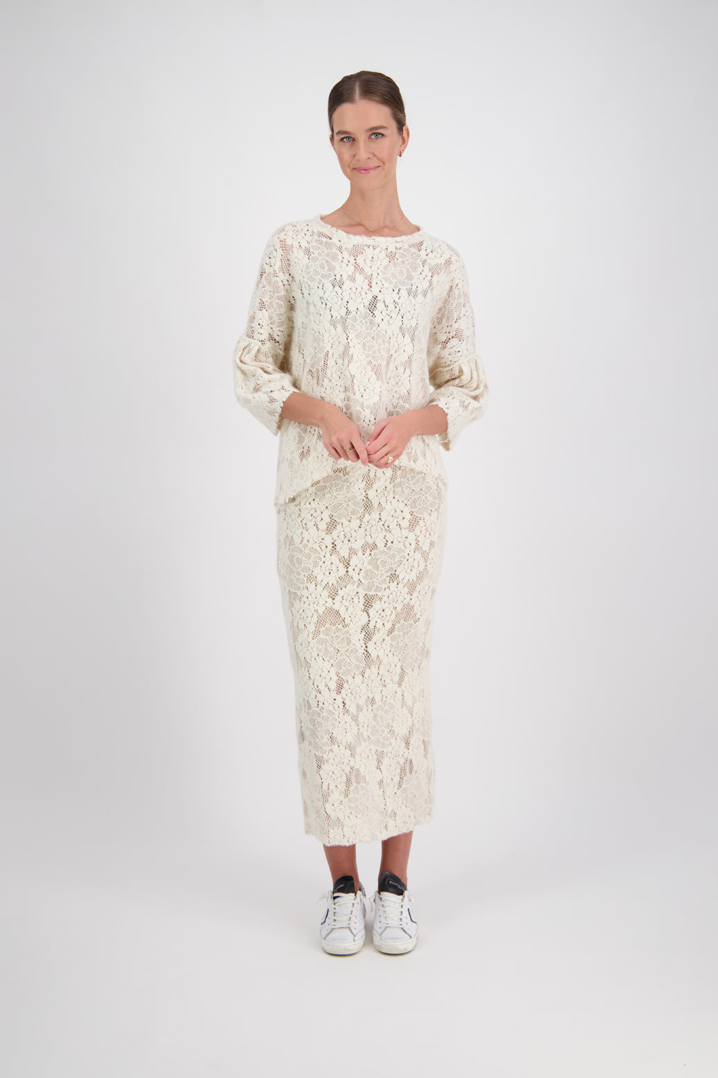 Meena Ivory Wool Skirt